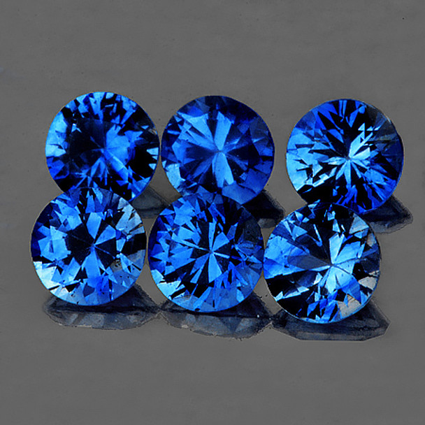 3.20 mm Round 6pcs AAA Fire Natural Intense Blue Sapphire [Flawless-VVS]