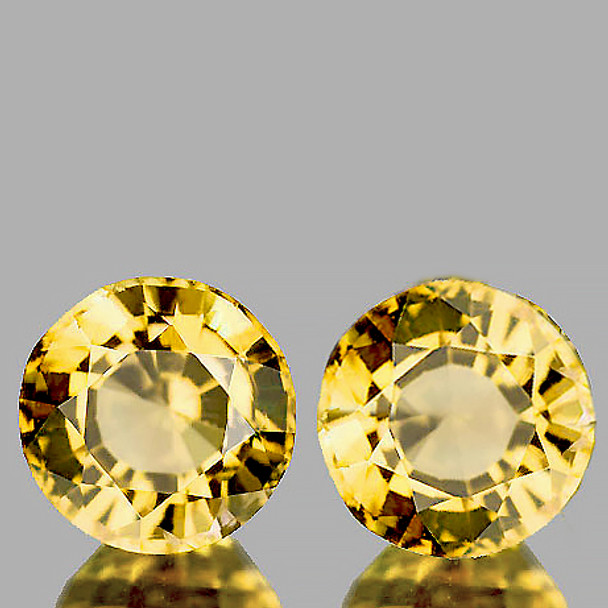 4.00 mm Round Step 2pcs AAA Fire Luster Natural Yellow Sapphire [Flawless-VVS]-AAA Grade