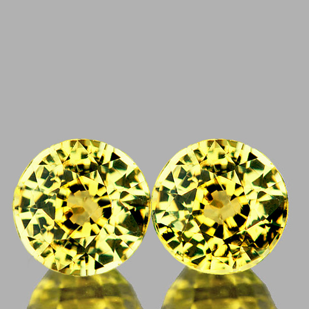 4.00 mm Round Step 2pcs AAA Fire Luster Natural Canary Yellow Sapphire [Flawless-VVS]-AAA Grade