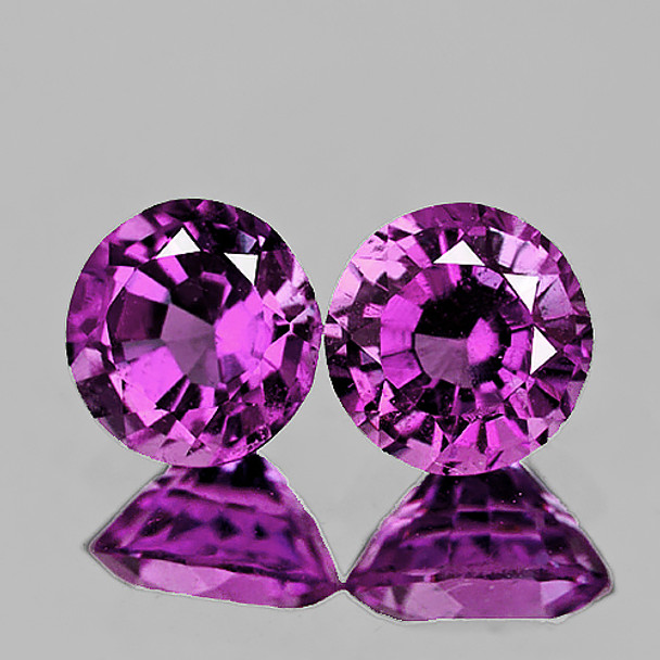 4.00 mm Round 2 pieces Top Luster Natural Intense Pink Purple Sapphire [Flawless-VVS]