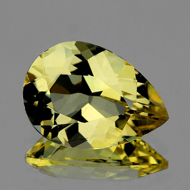 12x8.5 mm Pear 3.06ct AAA Luster Natural Intense Golden Yellow Beryl 'Heliodor' [Flawless-VVS]