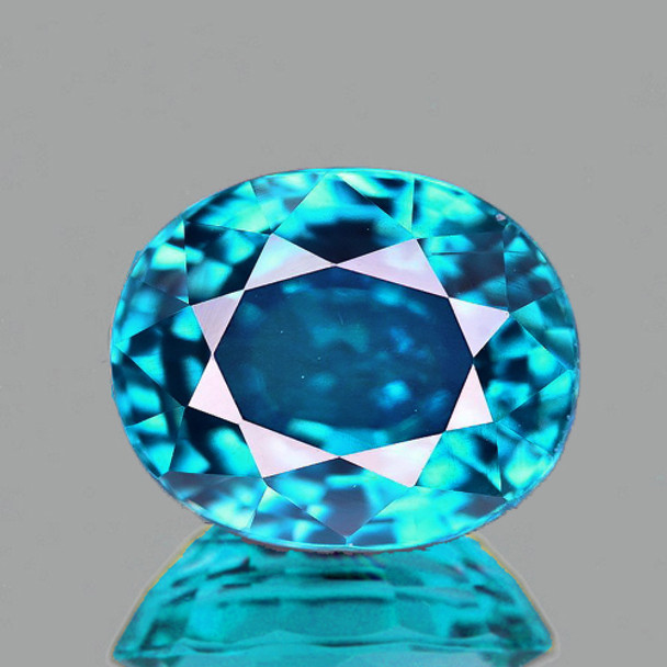 8.5x7 mm Oval 2.70cts Natural Brilliant Intense Blue Zircon [Flawless-VVS]