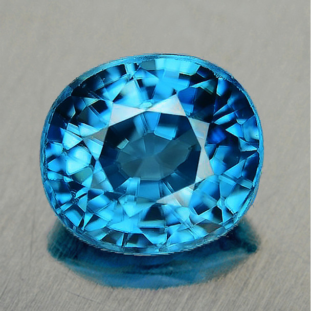 7.5x6 mm Oval 2.80cts Natural Brilliant Electric Blue Zircon [Flawless-VVS]