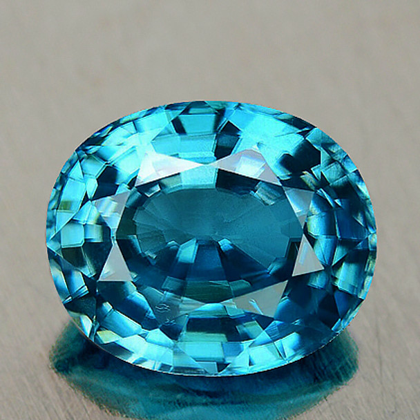 7x6 mm Oval 1.85cts Natural Brilliant Electric Blue Zircon [Flawless-VVS]