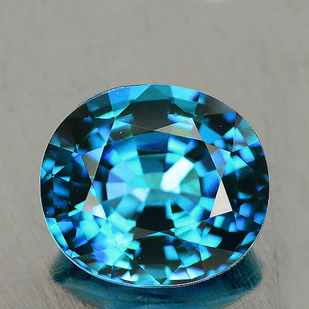 6.5x5.5 mm Oval 1.65cts Natural Brilliant Electric Blue Zircon [Flawless-VVS]