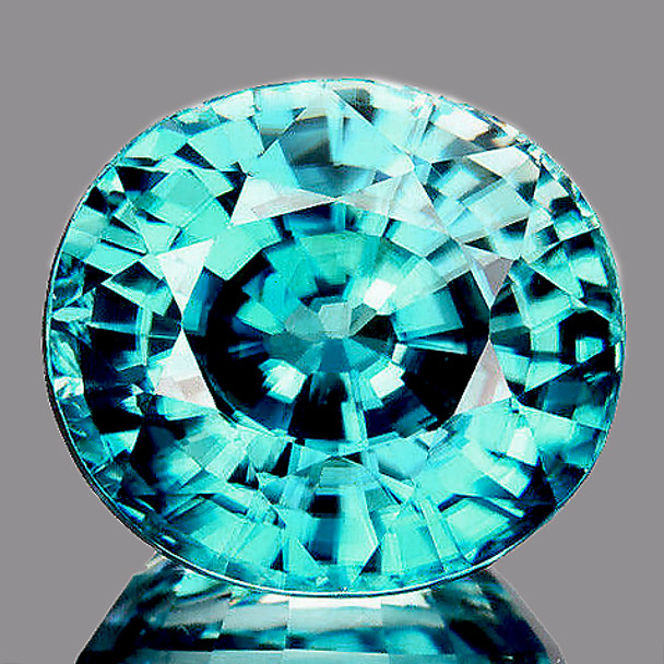 6.5x5.5 mm Oval 1.75cts Natural Brilliant Electric Blue Green Zircon [Flawless-VVS]