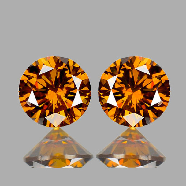 5.50 mm Round Diamond Cut 2pcs Natural Brilliant Imperial Yellow Zircon [Flawless-VVS]-AAA Grade