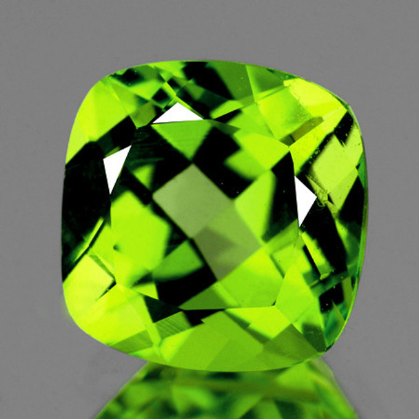 7.00 mm Cushion 1 piece Fire Luster Natural Sparkling Green Peridot [Flawless-VVS]