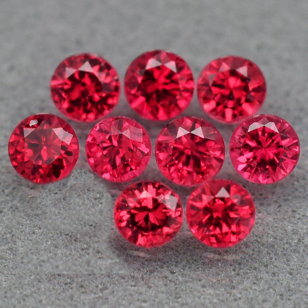 2.50 mm Round 9 pieces Machine Cut Natural Top Pink Red Mahenge Spinel [Flawless-VVS]
