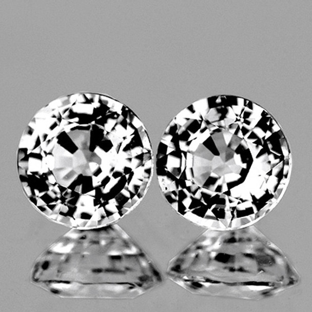 4.30 mm Round Step Cut 2pcs AAA Fire Luster Natural Top Colorless Mogok Spinel [Flawless-VVS]