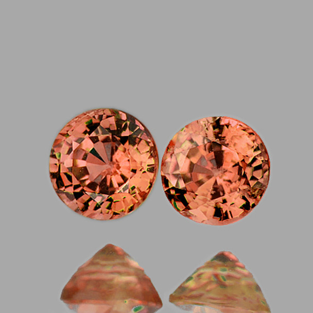 3.80 mm Round 2pcs Sparkling Natural Intense Peach Orange Mogok Spinel [Flawless-VVS]