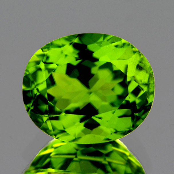 11x9 mm Oval 3.50cts AAA Fire Luster Natural Top Green Peridot [Flawless-VVS]