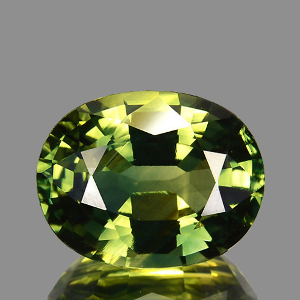 6x4 mm Oval 0.66ct Brilliant Luster Natural Olive Green Sapphire [Flawless-VVS]