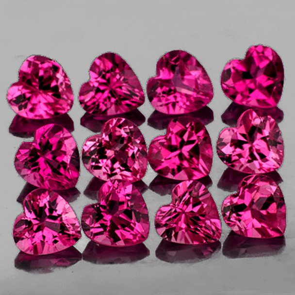 3.00 mm Heart 12pcs Brilliant Luster Natural Intense Pink Tourmaline [Flawless-VVS]