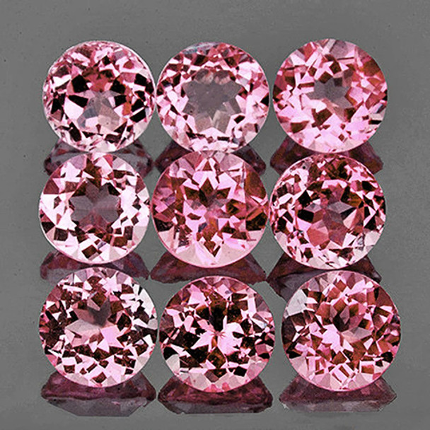 3.00 mm Round 9 pcs AAA Luster Natural Pink Tourmaline [Flawless-VVS]--Top Grade