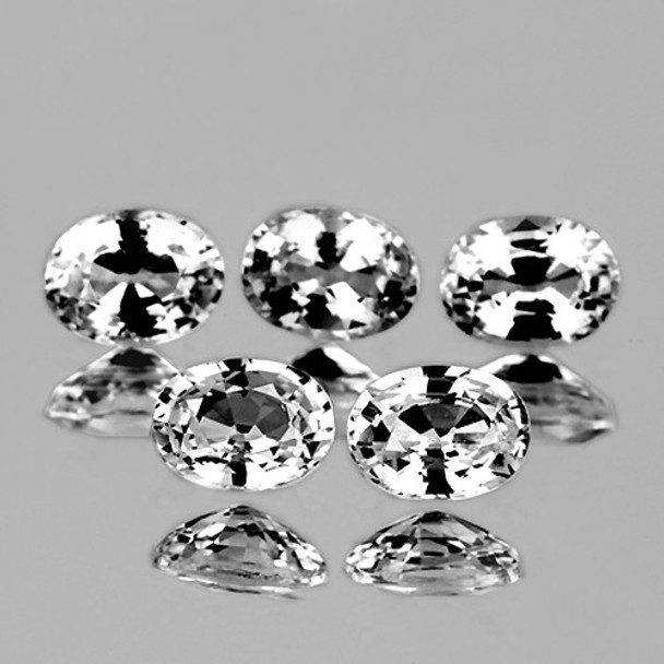 4x3 mm Oval 5 pieces AAA Fire Luster Natural White Sapphire [Flawless-VVS]