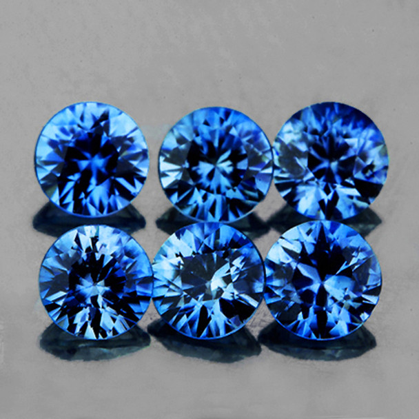 3.00 mm Round 6pcs AAA Fire Luster Natural Blue Sapphire [Flawless-VVS]