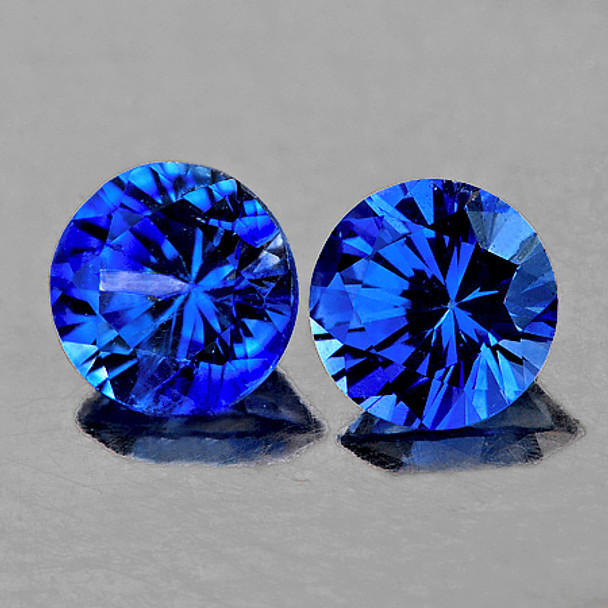 3.50 mm Round 2 pcs AAA Fire Luster Natural Intense Blue Sapphire [VVS]