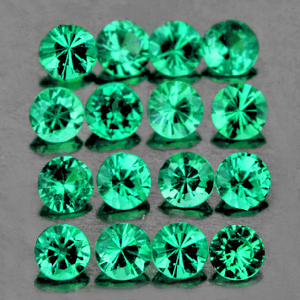 1.70 mm Round Diamond Cut 40 pcs Top Color Natural Brilliant Bluish Green Emerald [VVS-SI]
