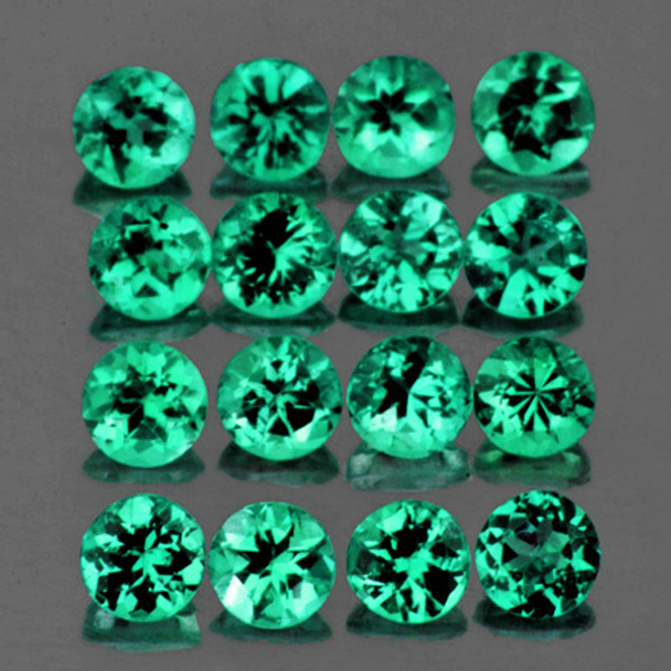 2.00 mm Round Diamond Cut 25 pcs Top Color Natural Brilliant Bluish Green Emerald [VVS-SI]