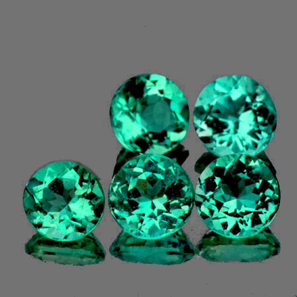 3.20 mm Round Diamond Cut 5 pcs Top Color Natural Brilliant Bluish Green Emerald [VVS-SI]