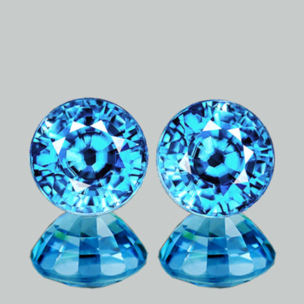 5.30 mm Round 2 pcs AAA Fire Luster Natural Electric Blue Zircon [Flawless-VVS]-AAA Color