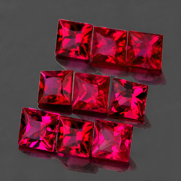 2.30 mm Square 9 pieces Nice Luster Natural Intense Red Ruby [VS-SI]