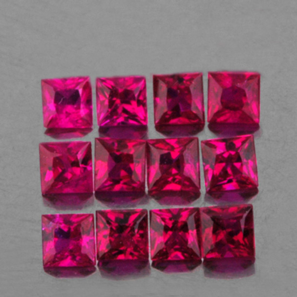 2.20 mm Square 12 pieces Nice Luster Natural Red Ruby [VS-SI]