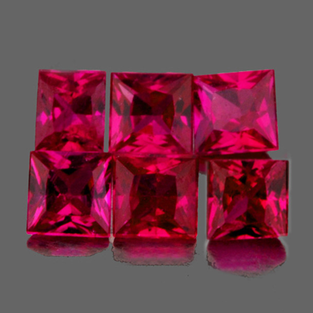 2.5 mm Square 6 pieces Nice Luster Natural Intense Red Ruby [VS-SI]