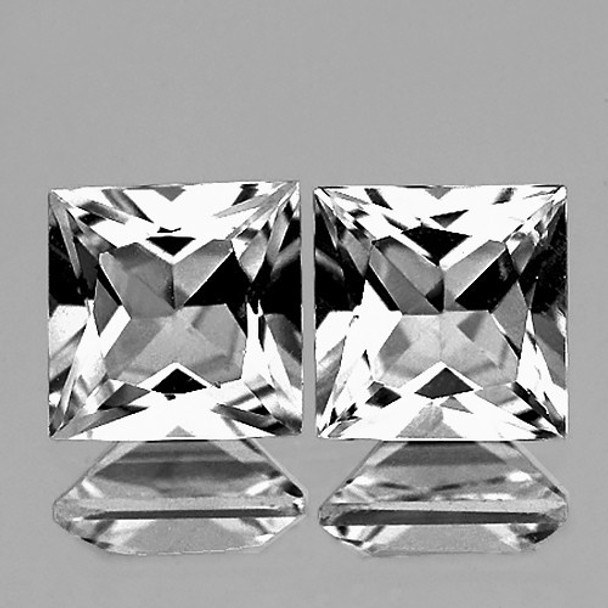 5.00 mm Square Princess 2 pcs Superb Luster Natural White Sapphire [Flawless-VVS]