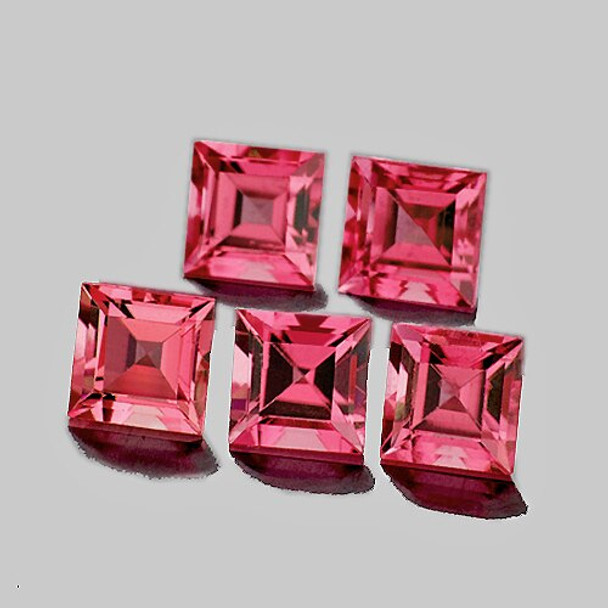 4.00 mm Square 5 pieces Natural Padparadscha Pink Tourmaline [IF-VVS]-Top Grade