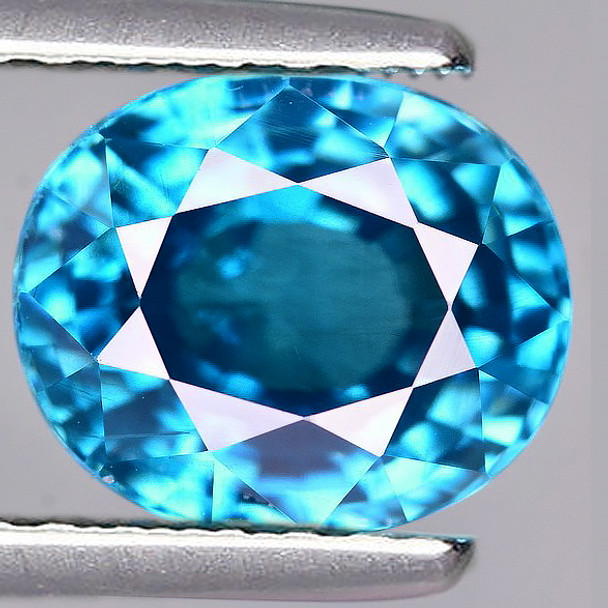 7x6 mm Oval 1.46cts AAA Superb Brilliancy Natural Electric Blue Zircon [Flawless-VVS]