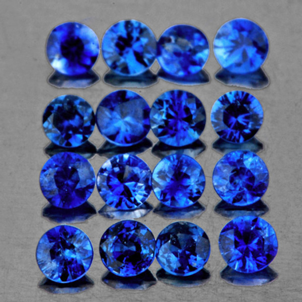 1.70 mm Round 35 pcs AAA Fire Luster Natural Intense Ceylon Blue Sapphire [Flawless-VVS]