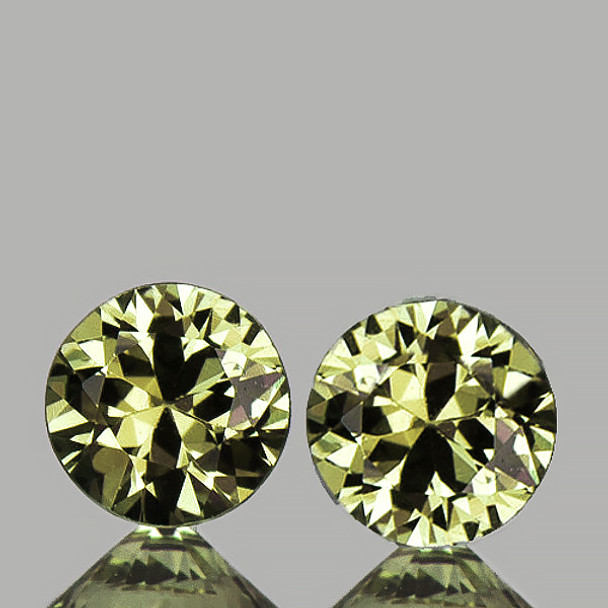 4.30 mm Round 2 pcs Superb Luster Natural Champagne Green Sapphire [Flawless-VVS]