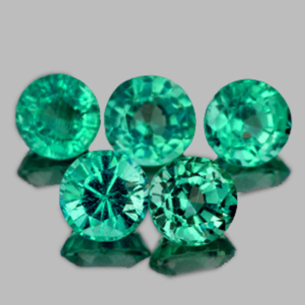 3.30 mm Round 5 pieces Sparkling Natural Brilliant Bluish Green Emerald [SI]