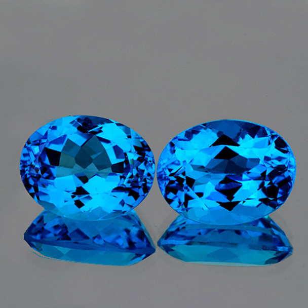 11x9 mm Oval 2 pcs Top Luster Natural Intense Swiss Blue Topaz [Flawless-VVS]