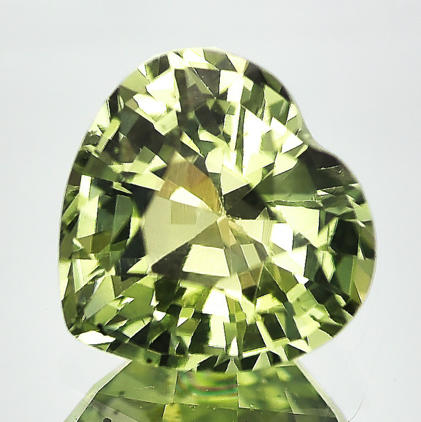 6.50 mm Heart {1.23ct} Brilliant Natural Unheated Yellow Green Sapphire [Flawless-VVS]-AAA Grade
