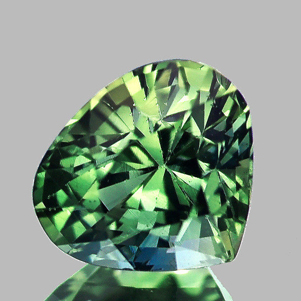 6.50 mm Pear {1.18ct} Brilliant Natural Unheated Green Sapphire [Flawless-VVS]-AAA Grade