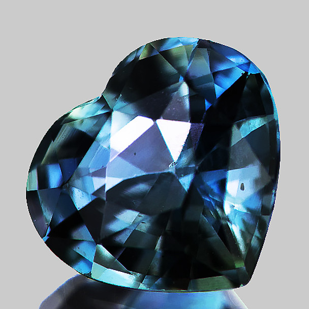 6.80 mm Heart {1.18ct} Brilliant Natural Unheated Teal Green Blue Sapphire [Flawless-VVS]-AAA Grade Free Certificate