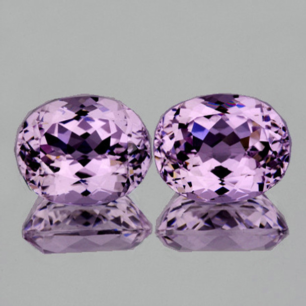 10x8 mm Oval 2pcs Sparkling Luster Natural Intense Pink Kunzite [Flawless-VVS]