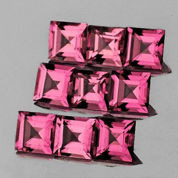 3.00 mm SQUARE 9 PIECES NATURAL PADPARADSCHA PINK TOURMALINE [FLAWLESS-VVS]---TOP GRADE