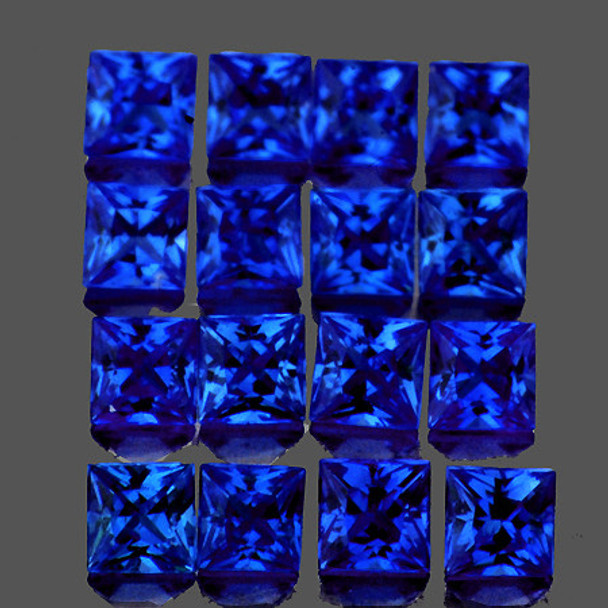 2.00 mm Square Princess 16 pcs AAA Luster Natural Top Royal Blue Sapphire [Flawless-VVS]
