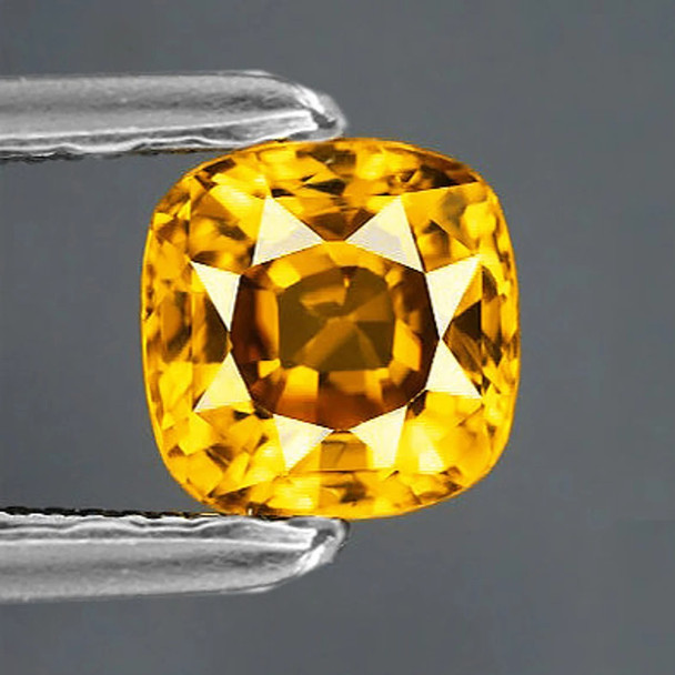 5.00 mm Cushion {0.88ct} Top Luster Natural Intense Golden Yellow Sapphire [Flawless-VVS]