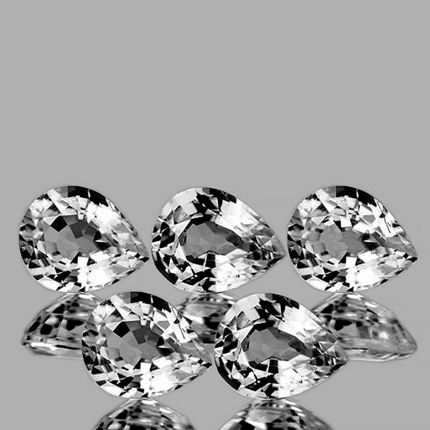 4x3 mm Pear 5pcs AAA Fire Luster Natural White Sapphire [Flawless-VVS]