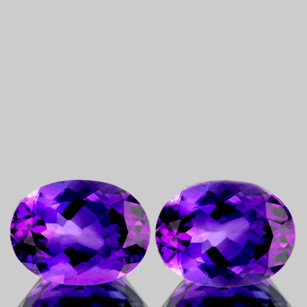 16x12 mm Oval 2pcs Top Luster Natural Intense Purple Amethyst [Flawless-VVS]