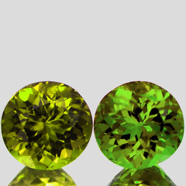 5.00 mm Round 2 pcs AAA Fire Natural Bi-Color Yellow Green Tourmaline Mozambique [Flawless-VVS]