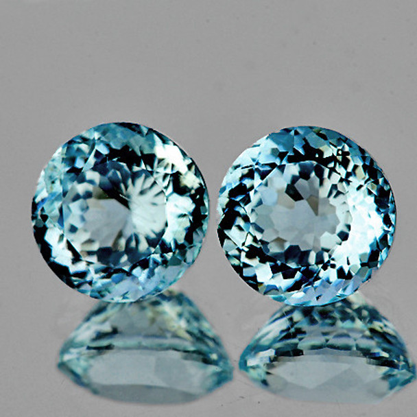 5.00 mm Round Portuguese 2 pcs Dazzling Luster Natural Top Blue Aquamarine [Flawless-VVS]