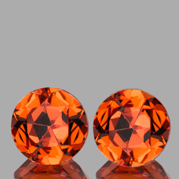 5.00 mm Round 2 pieces Top Luster Natural Orange Sapphire [Flawless-VVS]