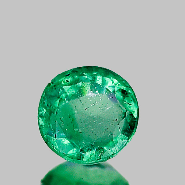 3.70 mm Round 0.21ct Lustrous Zambian Natural Brilliant Green Emerald [SI]