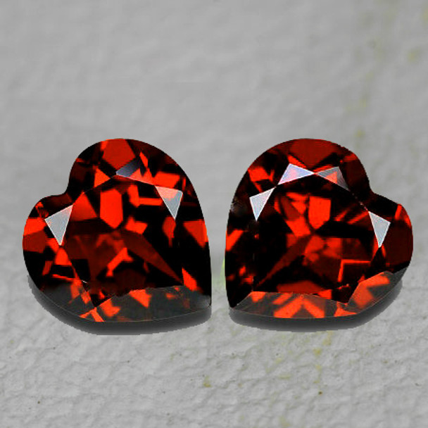 8.00 mm Heart 2 pcs AAA Fire Luster Natural Sparkling Red Mozambique Garnet [Flawless-VVS]